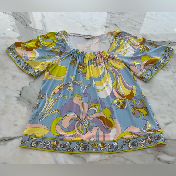 EMILIO PUCCI BLUE MULTI TOP STYLE 81JM16 SIZE IT 44 / US 10 - Picture 8 of 15